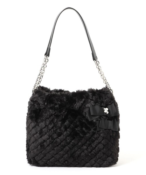 TO BE CHIC(トゥー ビー シック)の「ダイヤ柄フェイクファー ショルダーバッグ(ショルダーバッグ・レディース・ベージュ/ブラック・FREE)」の2枚目の写真