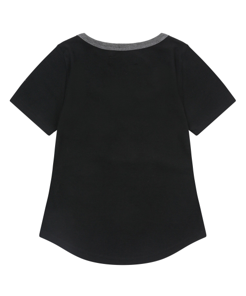 MUCENT(ムセント)の「カラー ポップ 配色 ボタン クロップ リブ 半袖 Tシャツ (3カラー)(Tシャツ/カットソー・レディース・ブラック/グレー/ダークブラウン・FREE)」の20枚目の写真