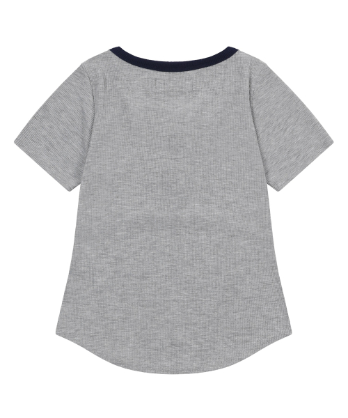 MUCENT(ムセント)の「カラー ポップ 配色 ボタン クロップ リブ 半袖 Tシャツ (3カラー)(Tシャツ/カットソー・レディース・ブラック/グレー/ダークブラウン・FREE)」の16枚目の写真