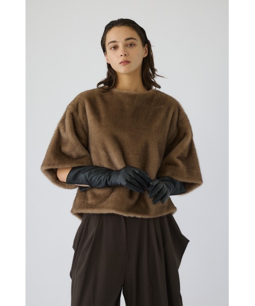 RIM.ARK(リムアーク)の「Square fur tops スクエアファートップス(Tシャツ/カットソー・レディース・ベージュ/グレー・FREE)」の1枚目の写真