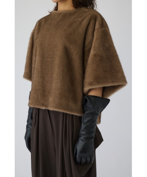 RIM.ARK(リムアーク)の「Square fur tops スクエアファートップス(Tシャツ/カットソー・レディース・ベージュ/グレー・FREE)」の17枚目の写真
