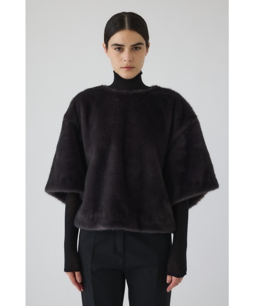 RIM.ARK(リムアーク)の「Square fur tops スクエアファートップス(Tシャツ/カットソー・レディース・ベージュ/グレー・FREE)」の4枚目の写真