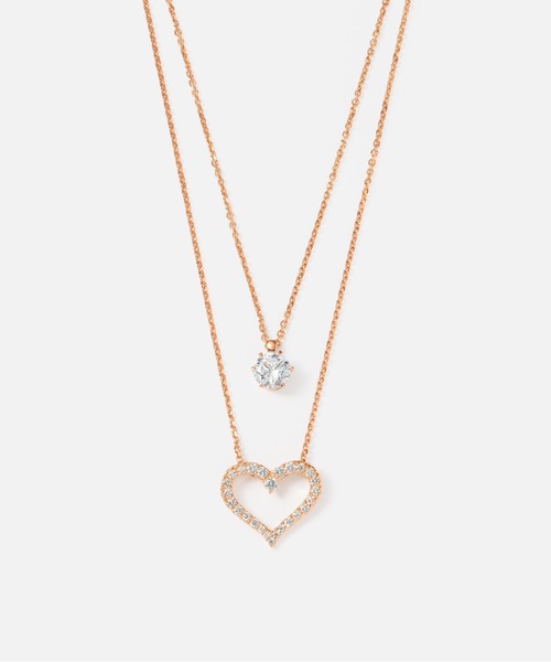 シルバー925 2連ネックレス（ハート）（ネックレス）｜Jewel closet by
