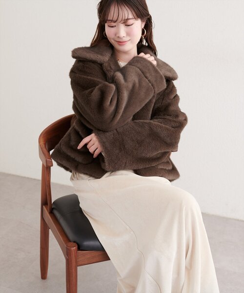 natural couture（ナチュラルクチュール）の「フェイクファーショートコート（その他アウター・レディース・ピンク/ブラウン/グレイッシュベージュ・FREE）」の19枚目の写真