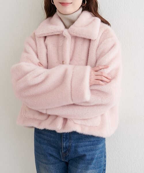 natural couture（ナチュラルクチュール）の「フェイクファーショートコート（その他アウター・レディース・ピンク/ブラウン/グレイッシュベージュ・FREE）」の22枚目の写真