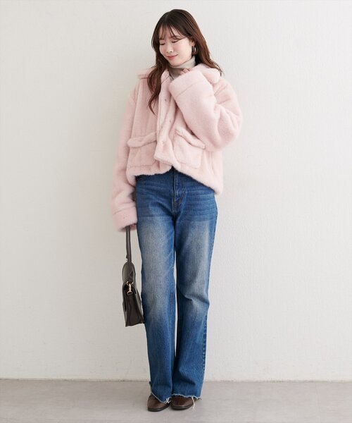 natural couture（ナチュラルクチュール）の「フェイクファーショートコート（その他アウター・レディース・ピンク/ブラウン/グレイッシュベージュ・FREE）」の13枚目の写真