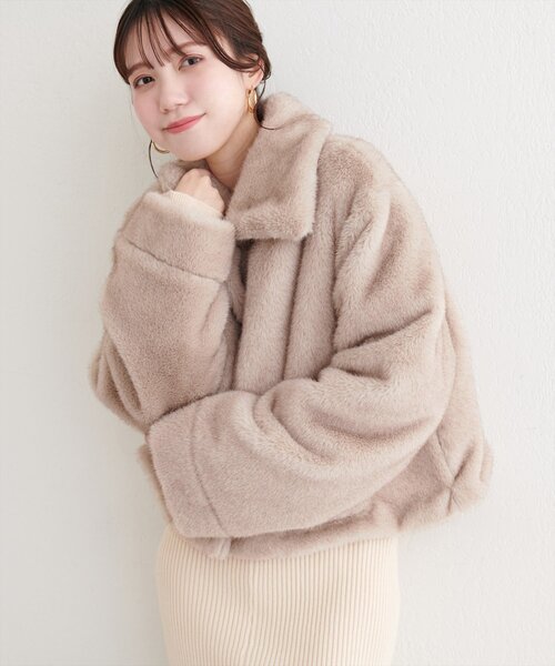natural couture（ナチュラルクチュール）の「フェイクファーショートコート（その他アウター・レディース・ピンク/ブラウン/グレイッシュベージュ・FREE）」の17枚目の写真