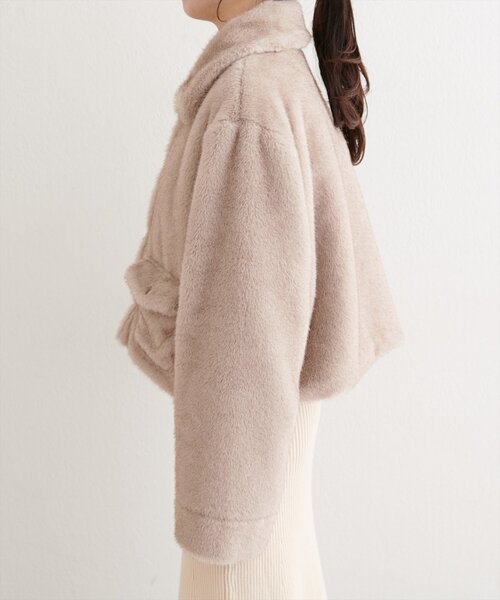 natural couture（ナチュラルクチュール）の「フェイクファーショートコート（その他アウター・レディース・ピンク/ブラウン/グレイッシュベージュ・FREE）」の9枚目の写真