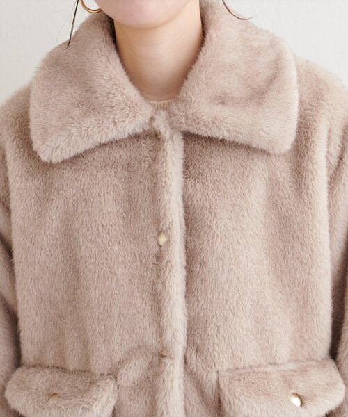 natural couture（ナチュラルクチュール）の「フェイクファーショートコート（その他アウター・レディース・ピンク/ブラウン/グレイッシュベージュ・FREE）」の11枚目の写真