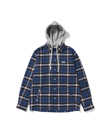 TARTAN CHECK HOOD SHACKET BLUE