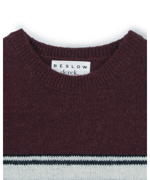 BESLOW（ビースロー）の「[ビスルーXデリック]ストライプアルパカニットバーガンディ（ニット/セーター・メンズ・その他・LARGE/X-LARGE/SMALL/MEDIUM）」の3枚目の写真