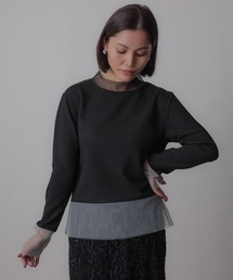 Floran（フローラン）の「配色チュールハイネックトップス（Tシャツ/カットソー）」