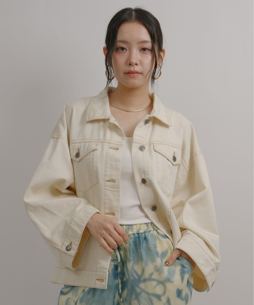 palm RICHE(ポームリシュ)の「Used風Gジャン(デニムジャケット・レディース・ブルー/オフホワイト/ブラック・M)」の11枚目の写真