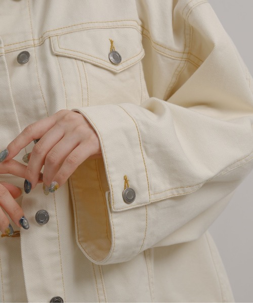 palm RICHE(ポームリシュ)の「Used風Gジャン(デニムジャケット・レディース・ブルー/オフホワイト/ブラック・M)」の20枚目の写真