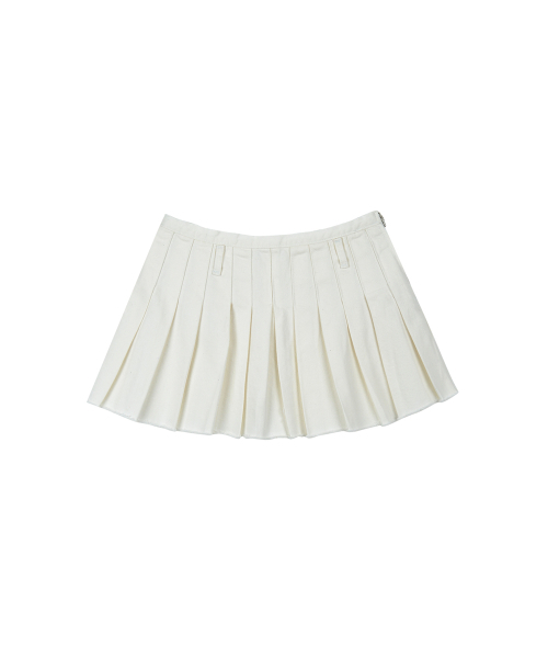 THEPORTA(ザ ポルタ)の「CORN DENIM PLEATS SKIRT, WHITE(スカート・レディース・その他・MEDIUM)」の2枚目の写真