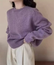 温かいクルーネックニットプルーオーバー