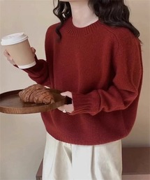 温かいクルーネックニットプルーオーバー