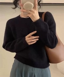 温かいクルーネックニットプルーオーバー