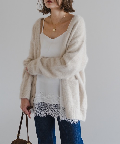 Bonjour Sagan（ボンジュールサガン）の「レーストリムキャミソール（キャミソール・レディース・ブラウン/オフホワイト/ブラック・FREE）」の6枚目の写真