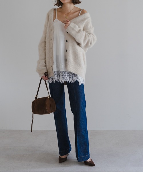 Bonjour Sagan（ボンジュールサガン）の「レーストリムキャミソール（キャミソール・レディース・ブラウン/オフホワイト/ブラック・FREE）」の7枚目の写真