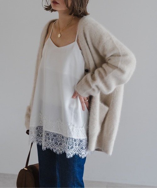 Bonjour Sagan（ボンジュールサガン）の「レーストリムキャミソール（キャミソール・レディース・ブラウン/オフホワイト/ブラック・FREE）」の9枚目の写真