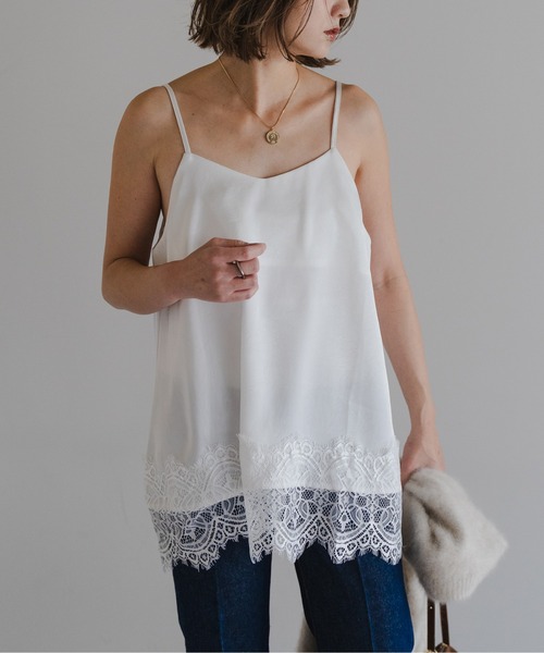 Bonjour Sagan（ボンジュールサガン）の「レーストリムキャミソール（キャミソール・レディース・ブラウン/オフホワイト/ブラック・FREE）」の13枚目の写真