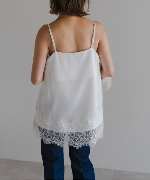 Bonjour Sagan（ボンジュールサガン）の「レーストリムキャミソール（キャミソール・レディース・ブラウン/オフホワイト/ブラック・FREE）」の15枚目の写真