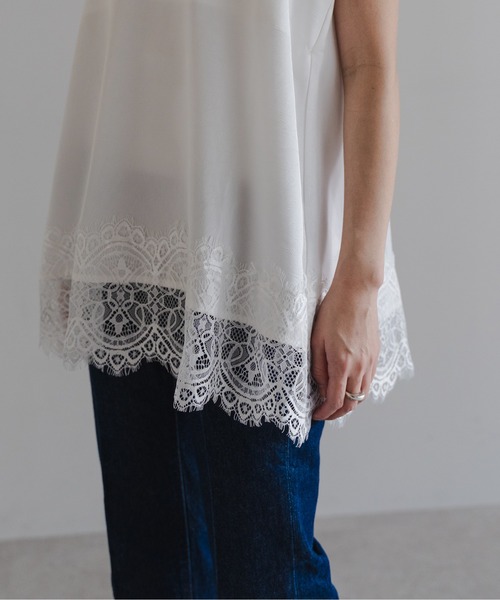 Bonjour Sagan（ボンジュールサガン）の「レーストリムキャミソール（キャミソール・レディース・ブラウン/オフホワイト/ブラック・FREE）」の16枚目の写真