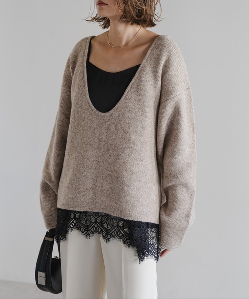 Bonjour Sagan（ボンジュールサガン）の「レーストリムキャミソール（キャミソール・レディース・ブラウン/オフホワイト/ブラック・FREE）」の19枚目の写真