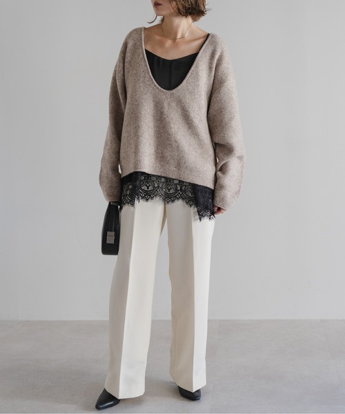 Bonjour Sagan（ボンジュールサガン）の「レーストリムキャミソール（キャミソール・レディース・ブラウン/オフホワイト/ブラック・FREE）」の20枚目の写真