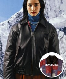COME（シーオーエムイー）の「[UNISEX] CUL Reversible Leather and Paisley Bomber Jacket (Dark Brown)（ライダースジャケット）」
