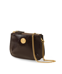 Ecrin mini double chain bag - Chocolate brown