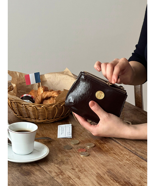 COTEDEMOI(コテドムア)の「Ecrin mini double chain bag - Chocolate brown(メッセンジャーバッグ・レディース・その他・FREE)」の3枚目の写真