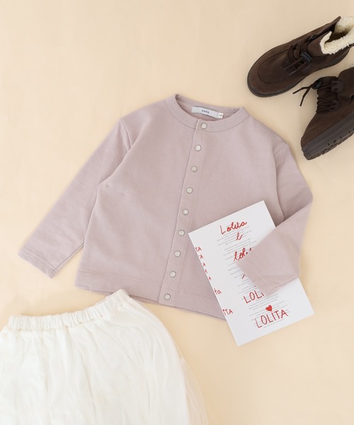 OMNES（オムネス）の「裏毛スウェット パールドットカーディガン KIDS（カーディガン/ボレロ・キッズ・グレー/ホワイト/ピンクベージュ/ブラック・100cm/120cm/130cm/110cm/140cm）」の11枚目の写真