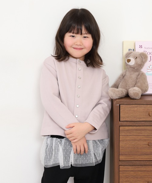 OMNES（オムネス）の「裏毛スウェット パールドットカーディガン KIDS（カーディガン/ボレロ・キッズ・グレー/ホワイト/ピンクベージュ/ブラック・100cm/120cm/130cm/110cm/140cm）」の5枚目の写真