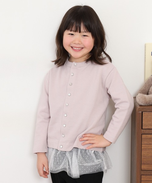 OMNES（オムネス）の「裏毛スウェット パールドットカーディガン KIDS（カーディガン/ボレロ・キッズ・グレー/ホワイト/ピンクベージュ/ブラック・100cm/120cm/130cm/110cm/140cm）」の8枚目の写真