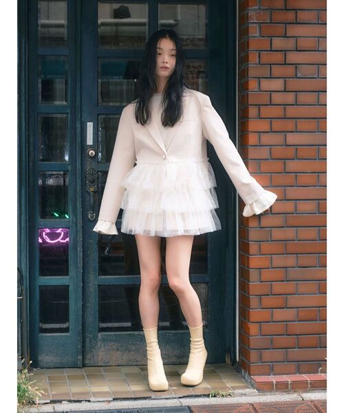 CALNAMUR（カルナムール）の「チュールティアードジャケット（テーラードジャケット・レディース・グレー/アイボリー・FREE）」の21枚目の写真