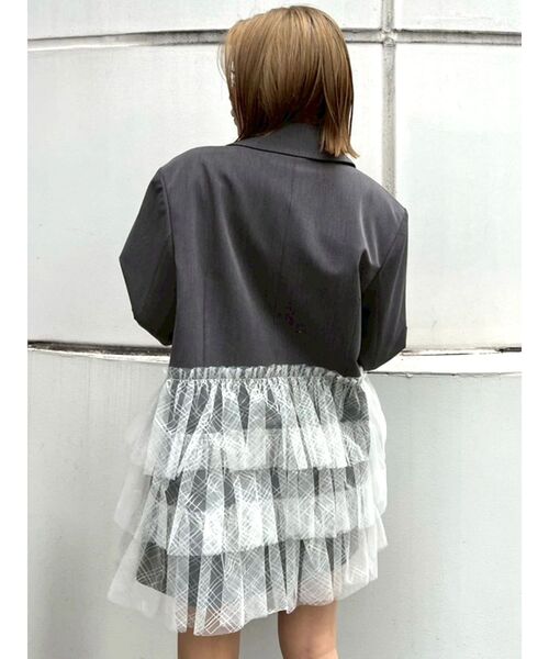 CALNAMUR（カルナムール）の「チュールティアードジャケット（テーラードジャケット・レディース・グレー/アイボリー・FREE）」の10枚目の写真