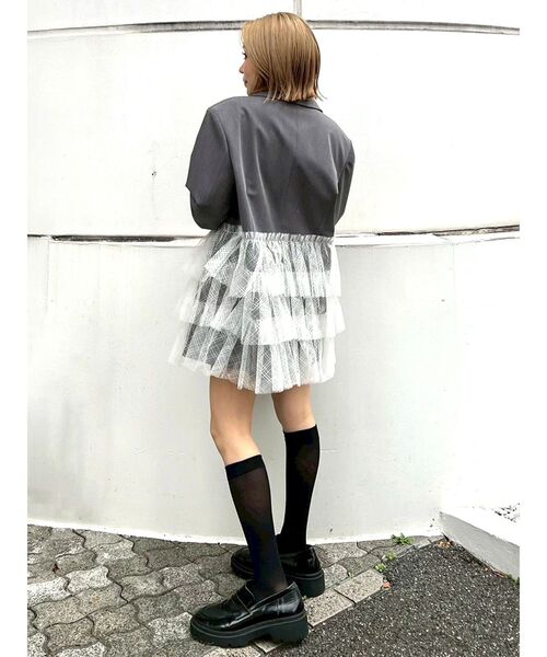 CALNAMUR（カルナムール）の「チュールティアードジャケット（テーラードジャケット・レディース・グレー/アイボリー・FREE）」の13枚目の写真