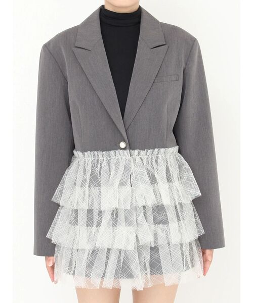 CALNAMUR（カルナムール）の「チュールティアードジャケット（テーラードジャケット・レディース・グレー/アイボリー・FREE）」の14枚目の写真