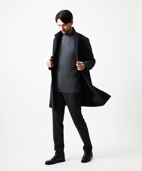 MICHEL KLEIN HOMME   （ミッシェルクランオム）の「カシミヤモックネックニット（ニット/セーター・メンズ・ネイビー/ダークグレー・MEDIUM/LARGE/X-LARGE）」の4枚目の写真