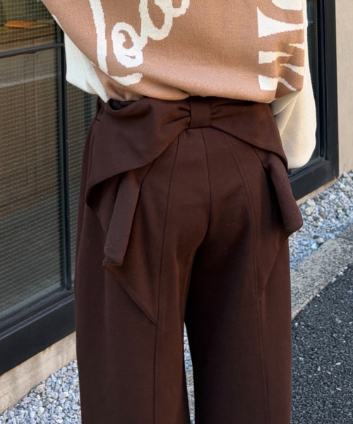 RODEO CROWNS WIDE BOWL（ロデオクラウンズワイドボウル）の「ビッグリボンスウェットパンツ（スウェットパンツ・レディース・ブラウン/グレー×ホワイト/ブラック/ピンク・MEDIUM/SMALL）」の7枚目の写真