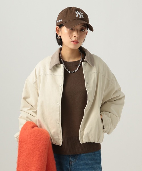 BAYFLOW（ベイフロー）の「[内側ボアで暖かい]裏ボアショートブルゾン（ブルゾン・レディース・オフホワイト/インディゴブルー・FREE）」の6枚目の写真