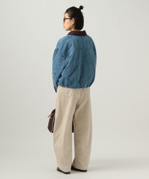 BAYFLOW（ベイフロー）の「[内側ボアで暖かい]裏ボアショートブルゾン（ブルゾン・レディース・オフホワイト/インディゴブルー・FREE）」の11枚目の写真