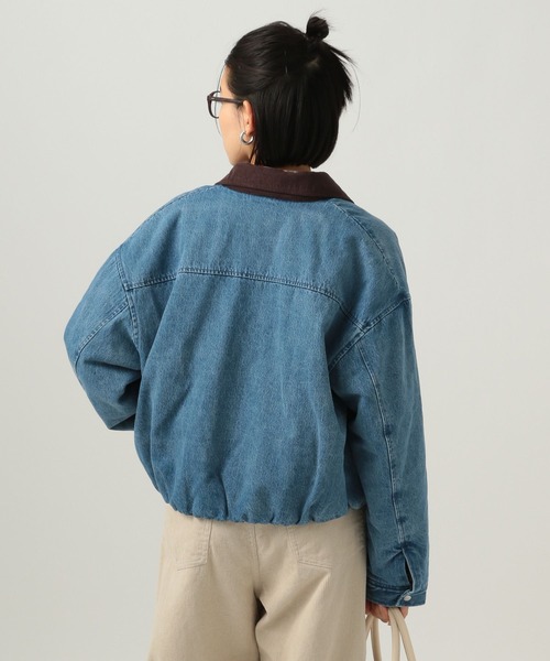 BAYFLOW（ベイフロー）の「[内側ボアで暖かい]裏ボアショートブルゾン（ブルゾン・レディース・オフホワイト/インディゴブルー・FREE）」の15枚目の写真