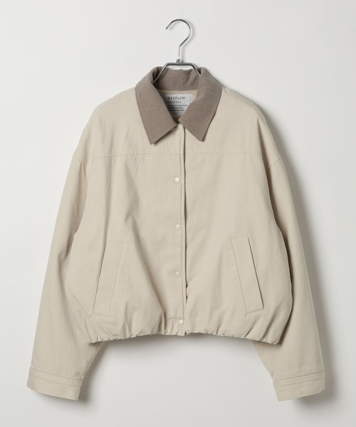 BAYFLOW（ベイフロー）の「[内側ボアで暖かい]裏ボアショートブルゾン（ブルゾン・レディース・オフホワイト/インディゴブルー・FREE）」の16枚目の写真