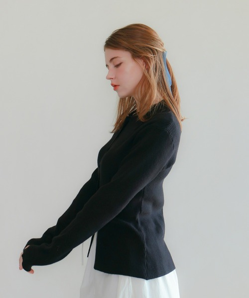 mic by Olu.（ミックバイオルドット）の「＜ ZOZOTOWN限定 ＞リブラインポロニット（ニット/セーター・レディース・ブラック/チャコールグレー/ピンク・FREE）」の20枚目の写真