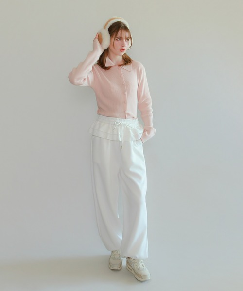 mic by Olu.（ミックバイオルドット）の「＜ ZOZOTOWN限定 ＞リブラインポロニット（ニット/セーター・レディース・ブラック/チャコールグレー/ピンク・FREE）」の4枚目の写真