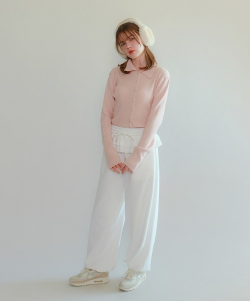 mic by Olu.（ミックバイオルドット）の「＜ ZOZOTOWN限定 ＞リブラインポロニット（ニット/セーター・レディース・ブラック/チャコールグレー/ピンク・FREE）」の5枚目の写真