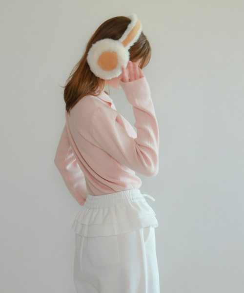 mic by Olu.（ミックバイオルドット）の「＜ ZOZOTOWN限定 ＞リブラインポロニット（ニット/セーター・レディース・ブラック/チャコールグレー/ピンク・FREE）」の6枚目の写真